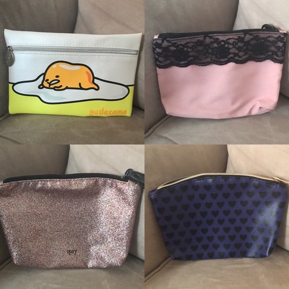 ipsy Handbags - NWOT Four Makeup Bags Gutetama Sparkles Lace Heart